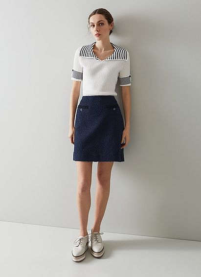 Charlee Navy Tweed Skirt