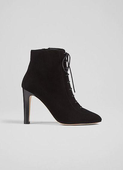Lydia Black Suede Lace-Up Ankle Boots
