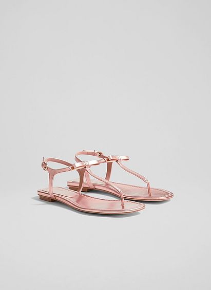 Miley Pink Metallic Leather Toe Post Sandals