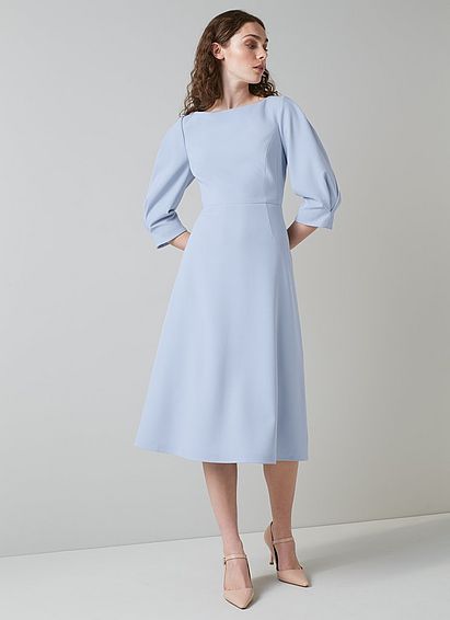 Lemoni Blue Crepe Fit and Flare Dress