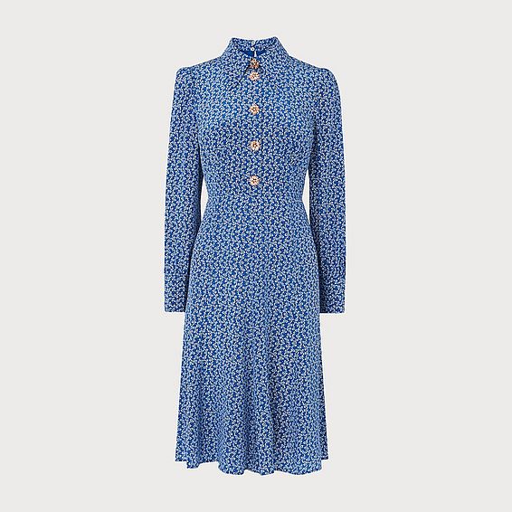 Mathilde Bow Print Silk Dress