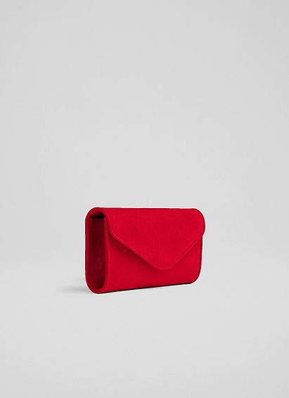 Dominica Red Suede Clutch Bag