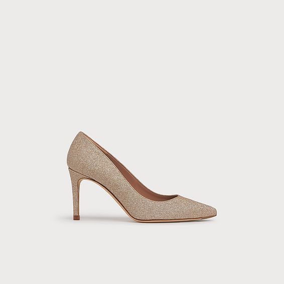 Floret Gold Fine Glitter Pointed Toe Courts
