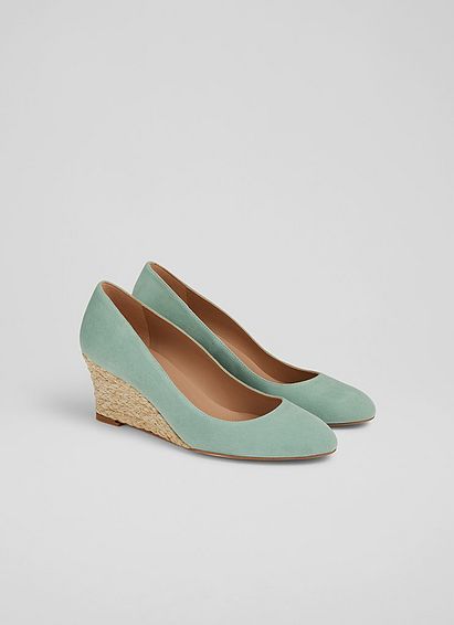Eevi Mint Suede Espadrille Wedges