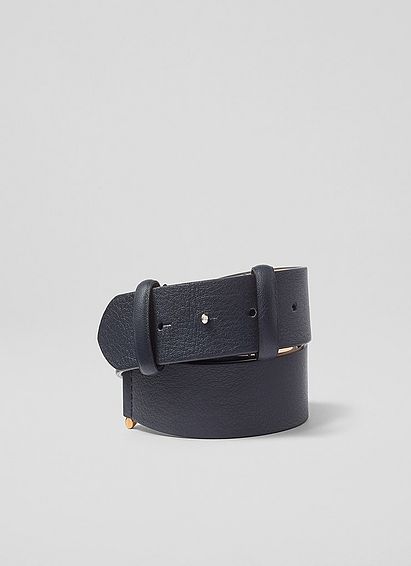 Deena Navy Leather Snaffle Detail Belt