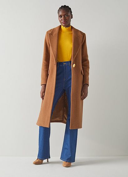 Keefe Camel Recycled Wool Blend Single-Breasted Coat