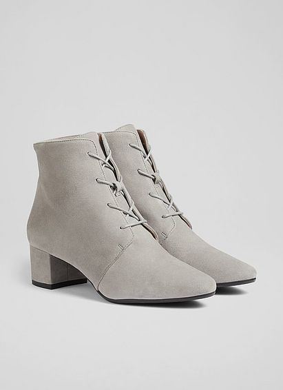 Lola Grey Suede Lace-Up Ankle Boots