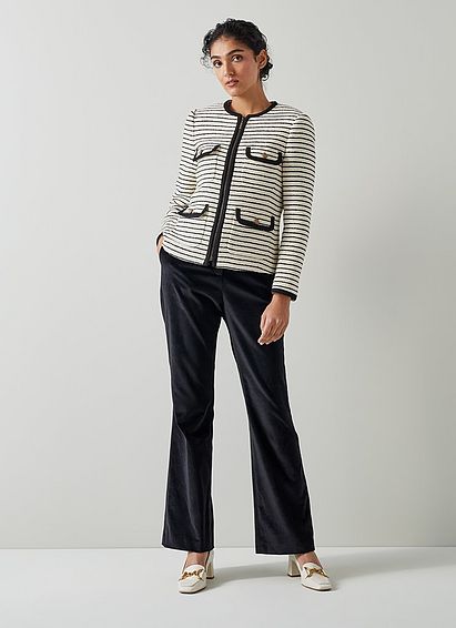 Priya Cream and Black Stripe Tweed Jacket