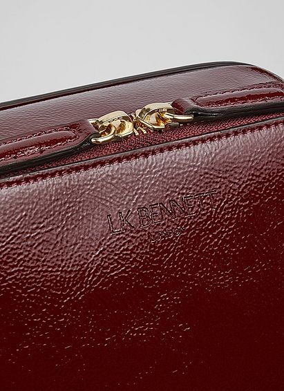 Hudson Red Crinkle Patent Leather Cross-Body Bag