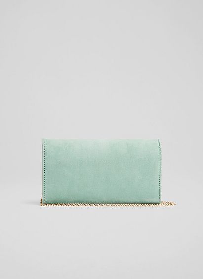 Dominica Pale Green Suede Clutch Bag