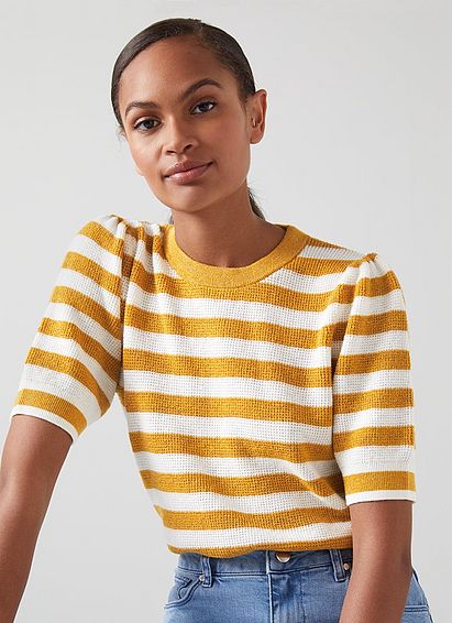 Madison Cream and Gold Stripe Knitted Top