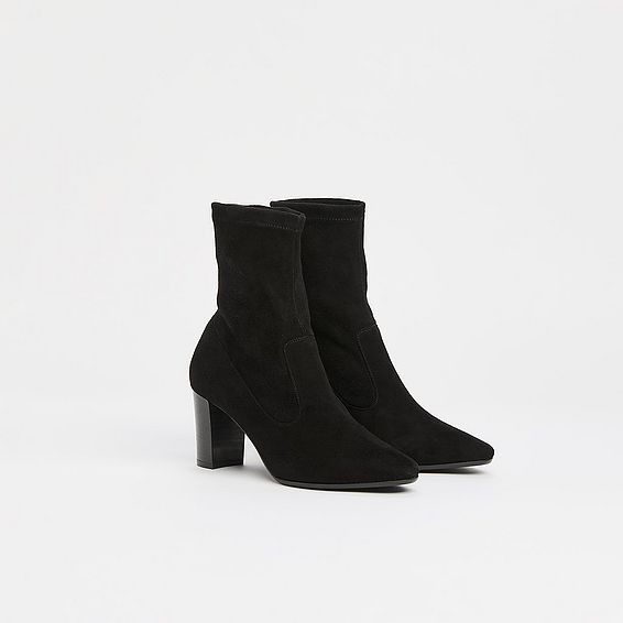 Alice Black Stretch Suede Ankle Boots