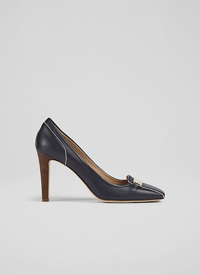Franziska Navy Leather Square Toe Courts