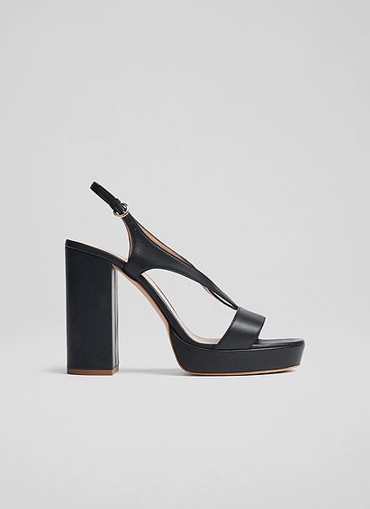 Gigi Black Leather Platform Sandals