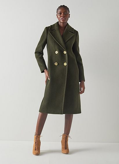 Estella Khaki Recycled Wool Long Coat