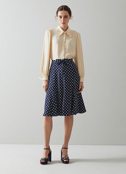 Mathilde Navy Cream Polka Dot Skirt