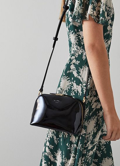 Hudson Black Patent Leather Cross-Body Bag