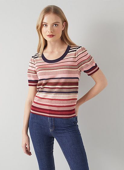 Lillian Pink Stripe Knitted Top