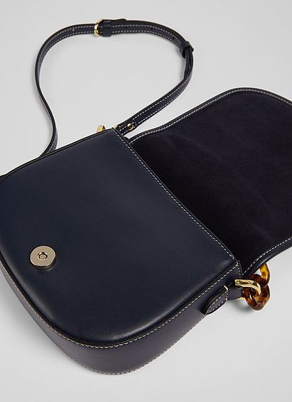 Mini Molly Navy Leather Shoulder Bag