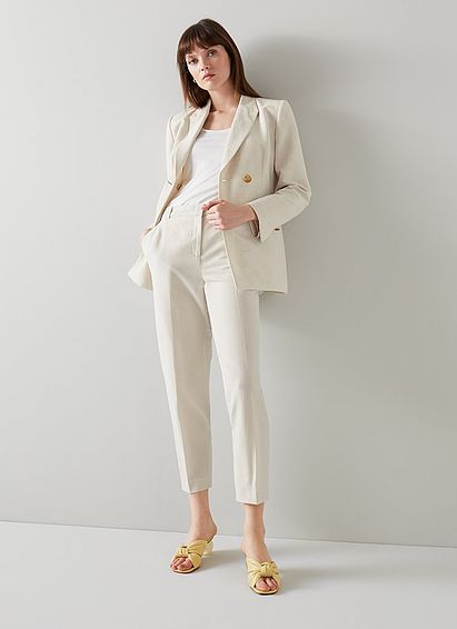 Mariner Cream Linen-Blend Sailor Blazer