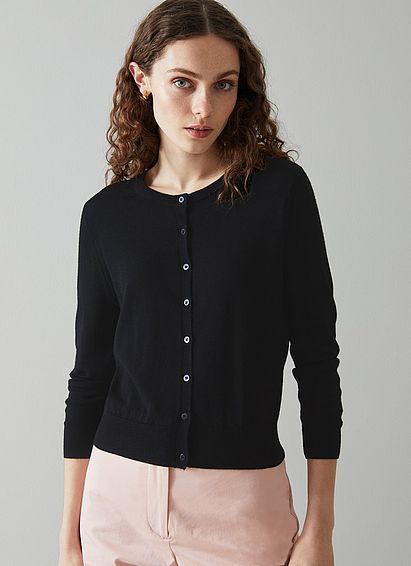 Bonnie Black Merino Wool Cardigan