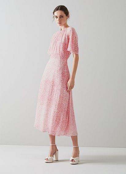 Elowen Pink Animal Print Midi Dress