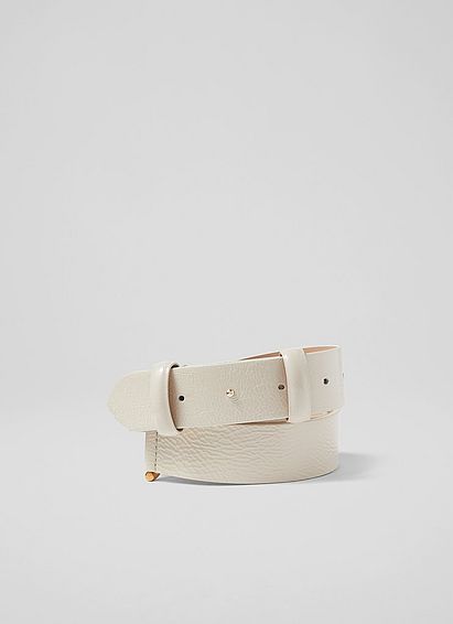 Deena White Crinkle Patent Leather Snaffle Detail Belt