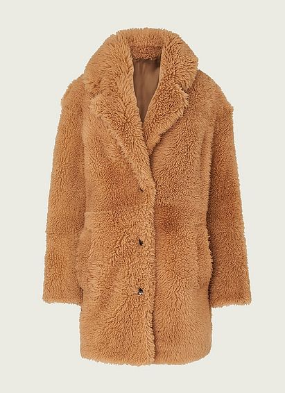 Mia Camel Shearling Coat