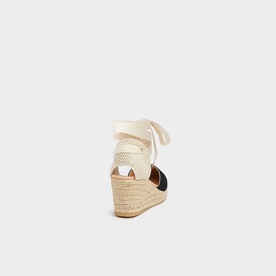 Maureene Black Canvas Espadrille Wedges