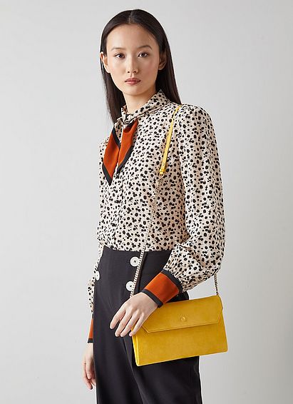 Dora Yellow Suede Envelope Clutch
