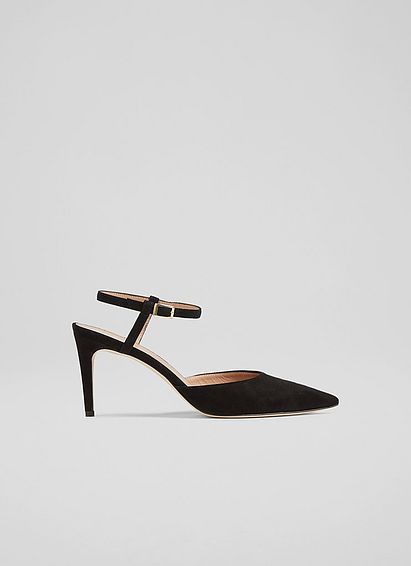 Hope Black Suede Strappy Courts