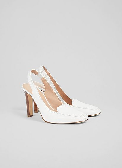 Georgie White Leather Slingback Courts