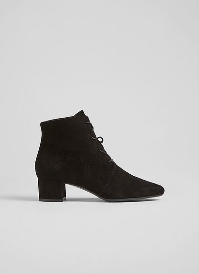 Lola Black Suede Lace-Up Ankle Boots