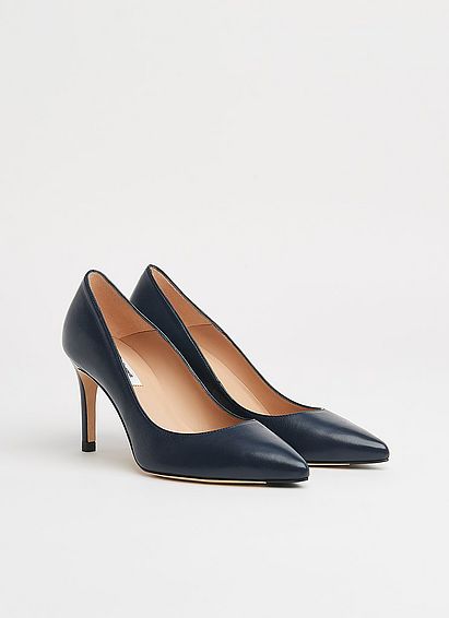 Floret Navy Nappa Leather Pointed Toe Courts