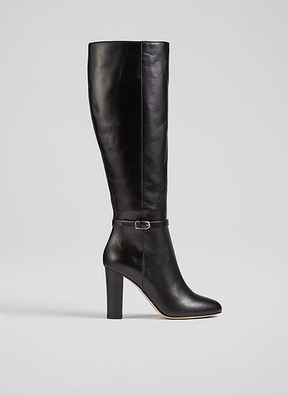 Morgan Black Leather Knee-High Boots