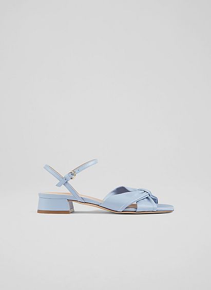Lina Blue Leather Knotted Sandals