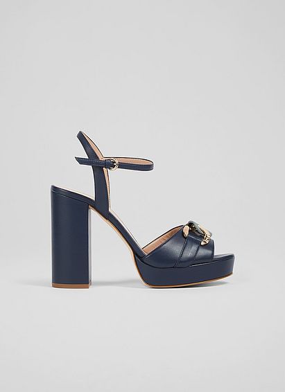 Maria Navy Leather Platform Sandals