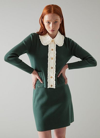 Paris Green Knit A-Line Skirt