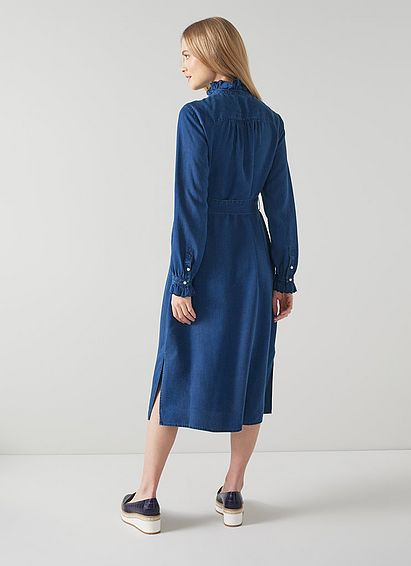 Cecile Indigo Blue Chambray Shirt Dress