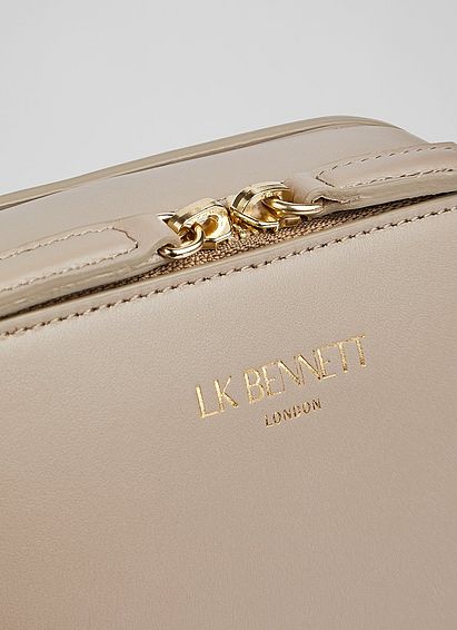 Hudson Taupe Leather Cross-Body Bag