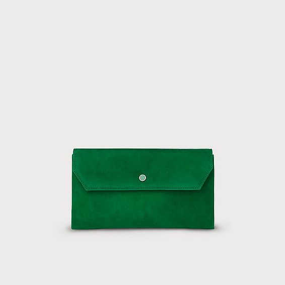 Dora Green Suede Envelope Clutch