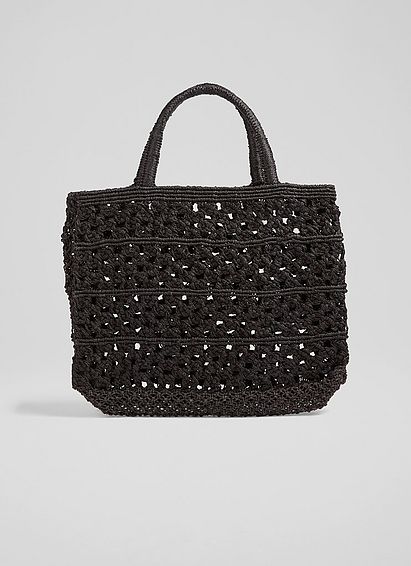 Sadia Black Jute Tote Bag By Maison Bengal