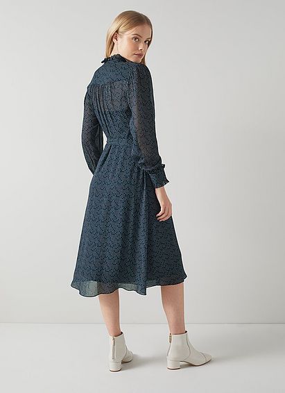 Dellal Navy Optical Spot Shirt Dress