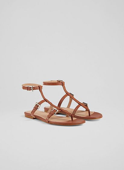 Leah Brown Croc-Effect Leather Gladiator Sandals
