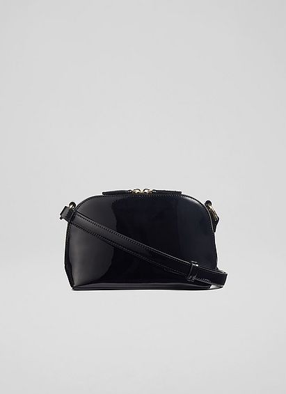 Hudson Black Patent Leather Cross-Body Bag