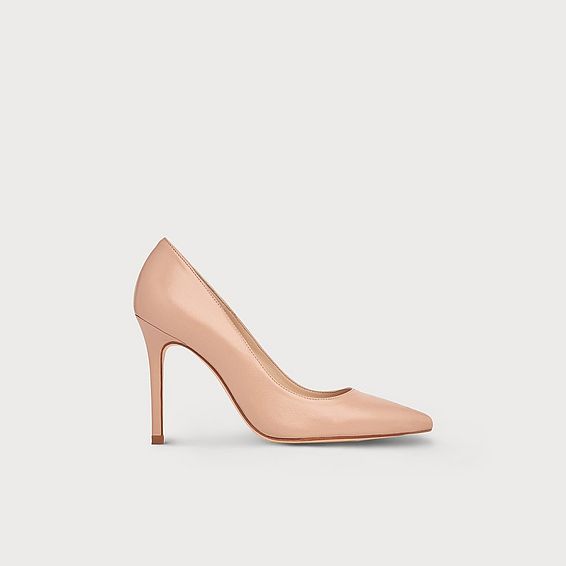 Fern Beige Leather Pointed Toe Courts