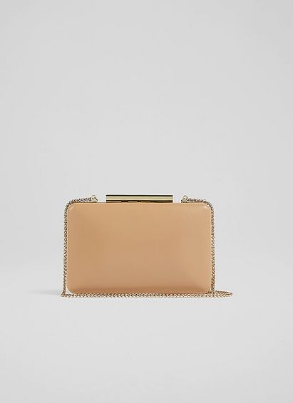 Dotty Beige Leather Clutch Bag
