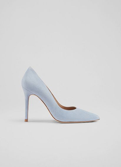 Fern Pale Blue Suede Pointed Toe Courts