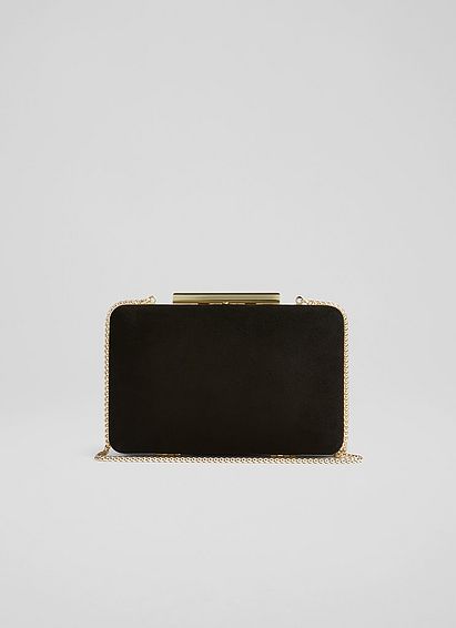 Dotty Black Suede Clutch Bag