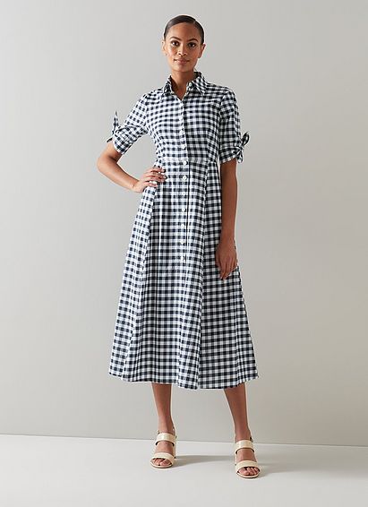 Saffron Blue and White Cotton Dress